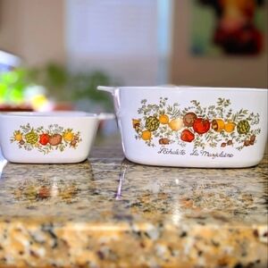 Vintage Corningware 'Spice of Life' Casserole Dishes 3qt and 2/3 cups